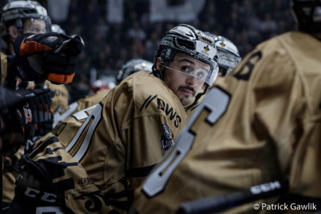 Manuel Strodel (Löwen Frankfurt), Löwen Frankfurt vs. EC Bad Nauheim, Frankfurt, Eissporthalle, 11.2.2020